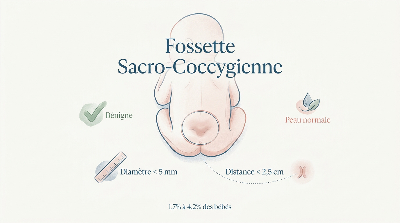 Schéma explicatif de la fossette sacro-coccygienne bénigne chez le nouveau-né